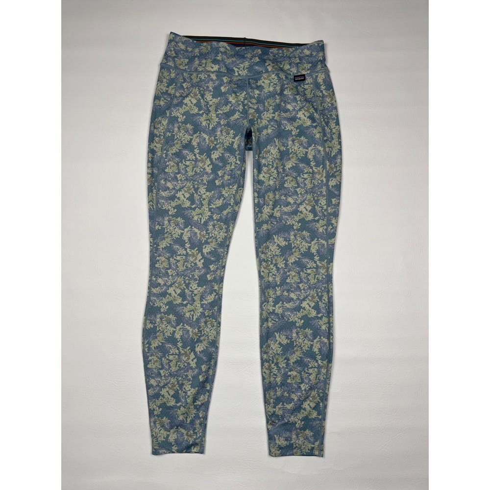 Patagonia Capilene Midweight Bottoms Womens S Blue Green Floral Leggings